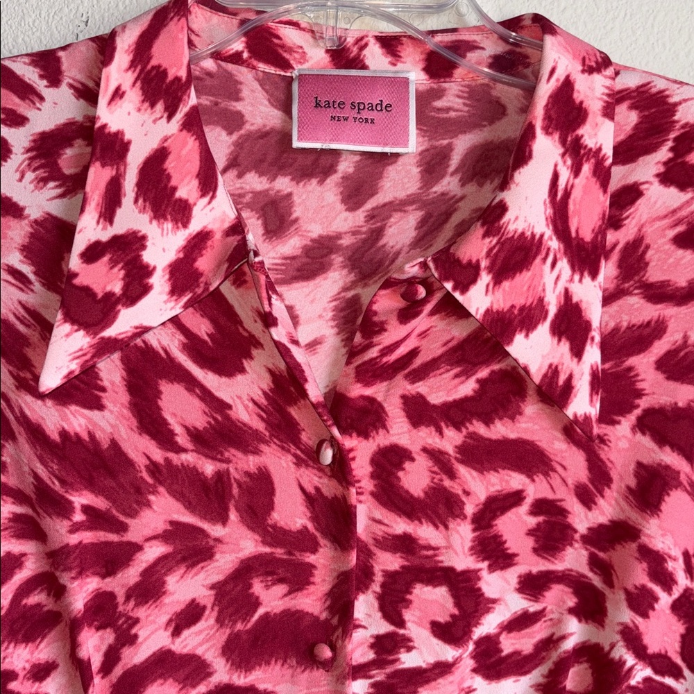 KATE SPADE PANTHERA Pink Leopard Shirt Dress - Picture 3 of 5